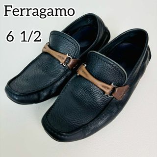 フェラガモ(Ferragamo)の【美品】フェラガモ ドライビングシューズ レザー 本革 ガンチーニ ブラック(ブーツ)