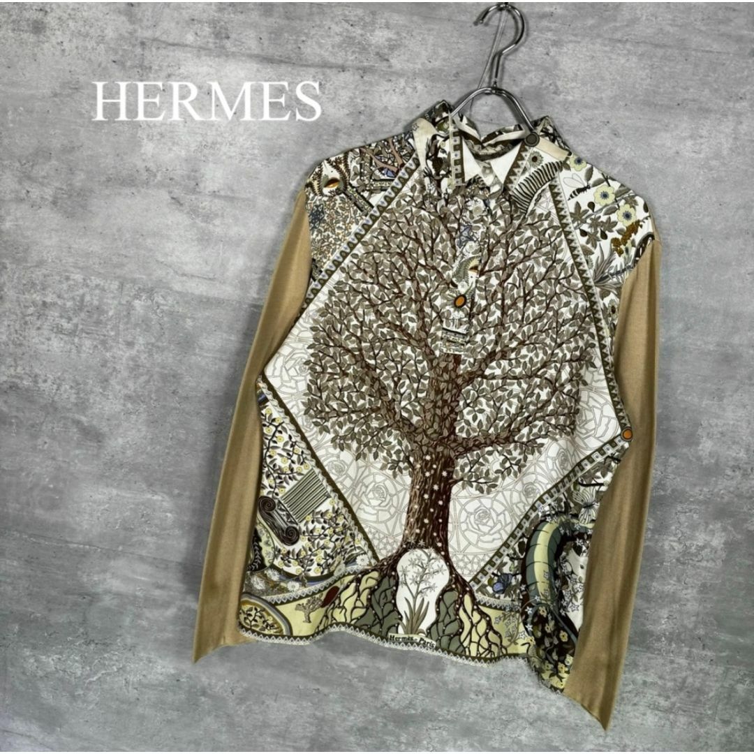 Hermes(エルメス)の『HERMES』エルメス (L) 総柄切替プルオーバーシャツ レディースのトップス(シャツ/ブラウス(長袖/七分))の商品写真