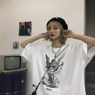【大人気】シャツ ストリート XL 白 ロック ユニセックス ストリート 韓国 (Tシャツ/カットソー(半袖/袖なし))
