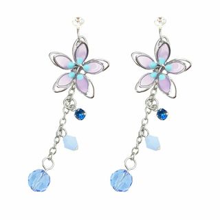 色:ブルーOKTOKYU 桜イヤリング ピアス 18ｋ メッキ 花 桜 揺れ(その他)