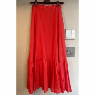 MYLAN Color Linen Tiered Skirt Red