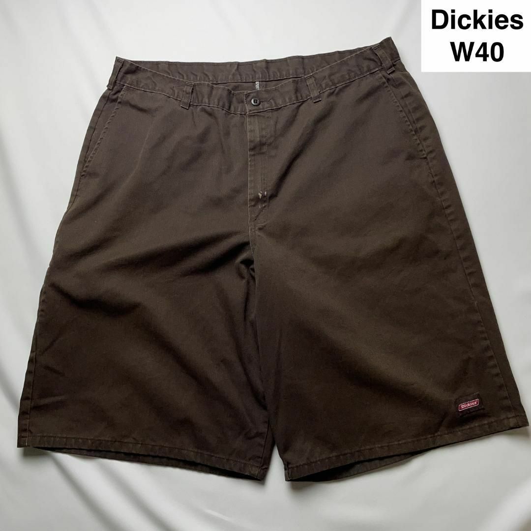 Dickies(ディッキーズ)のディッキーズw40ショートパンツハーフパンツワークパンツ茶色ブラウン古着メンズ メンズのパンツ(ショートパンツ)の商品写真