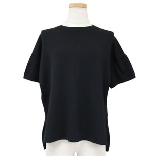 セオリーリュクス(Theory luxe)の美品 theory luxe セオリーリュクス ニット ブラック サイズ:38(M) プルオーバー クルーネック 半袖 ハイゲージ ヘムライン スリット レーヨン ナイロン ポリウレタン トップス セーター【レディース】【中古】(ニット/セーター)