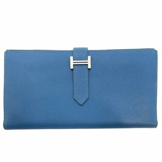 エルメス(Hermes)の【SALE】HERMES エルメス 長財布 ベアンスフレ 二つ折り ロングウォレット 本革 C刻印 ヴォーエプソン    ブルー 青 シルバー金具 レディース 美品 2018年【中古品】(財布)