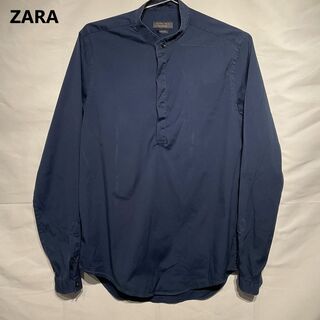 ZARA - ZARA MAN ハーフボタンシャツ　ネイビー