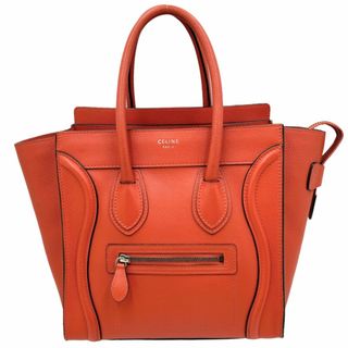 セリーヌ(celine)のCELINE セリーヌ ハンドバッグ ラゲージ マイクロショッパー かばん 鞄 167793 レザー    オレンジ シルバー金具 レディース【中古品】(ハンドバッグ)