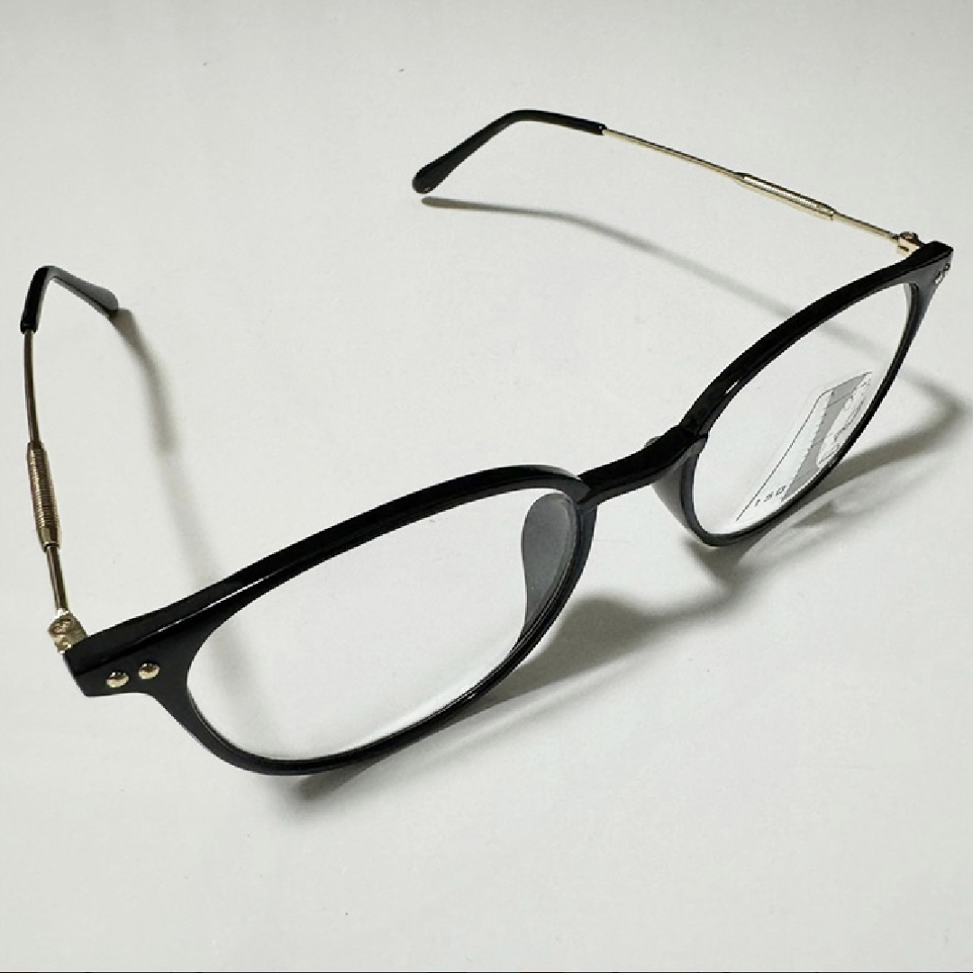 老眼鏡 シニアグラス 遠近両用 ＋1.5 ブラック ブルーライトカット 軽量 黒 レディースのファッション小物(サングラス/メガネ)の商品写真