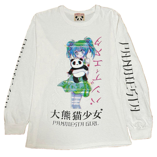 【PANDIESTA】大熊猫少女3DプリントTシャツ 白Lサイズ(Tシャツ/カットソー(七分/長袖))