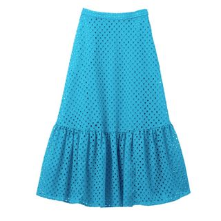 ドゥロワー(Drawer)のMYLAN CottonLaceTieredSkirtTurquoiseBlue(ロングスカート)