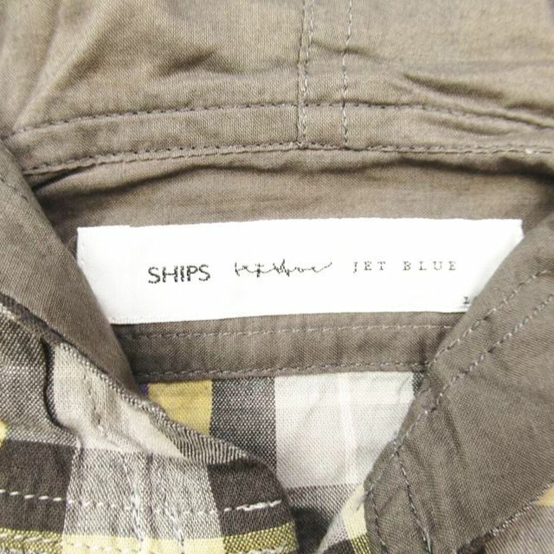 SHIPS JET BLUE(シップスジェットブルー)のシップスジェットブルー チェック柄 フード付き シャツ 半袖 L イエロー メンズのトップス(シャツ)の商品写真
