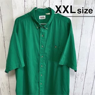 USA古着　半袖シャツ　XXL　グリーン　緑　無地　Basic Edition