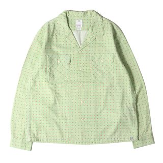 美品 visvim ビズビム シャツ サイズ:3 23SS 総柄 オープンカラー コットン 長袖シャツ BOOMER KHADI LONG SLEEVE ライトグリーン トップス カジュアルシャツ【メンズ】【中古】