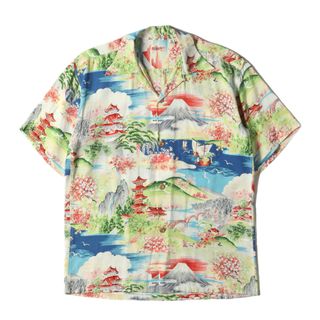 サンサーフ(Sun Surf)のSUN SURF サンサーフ シャツ サイズ:S 16SS 日本風景柄 レーヨン アロハシャツ ORIENTAL GRACE ブルー 東洋 トップス ハワイアンシャツ カジュアル 半袖【メンズ】【中古】(シャツ)