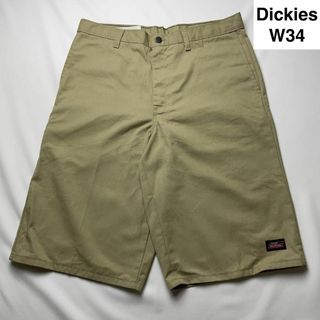 ディッキーズ(Dickies)のディッキーズw34ハーフパンツショートパンツワークパンツサンドカーキベージュ古着(ショートパンツ)