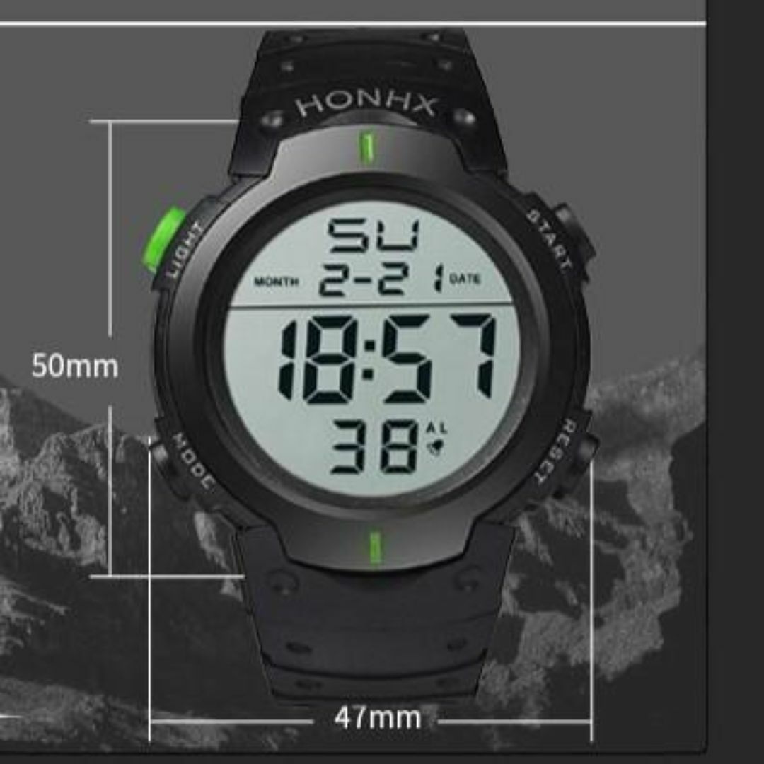HONHX 腕時計 デジタル スポーツ　ウォッチ 3気圧防水　グリーン レディースのファッション小物(腕時計)の商品写真