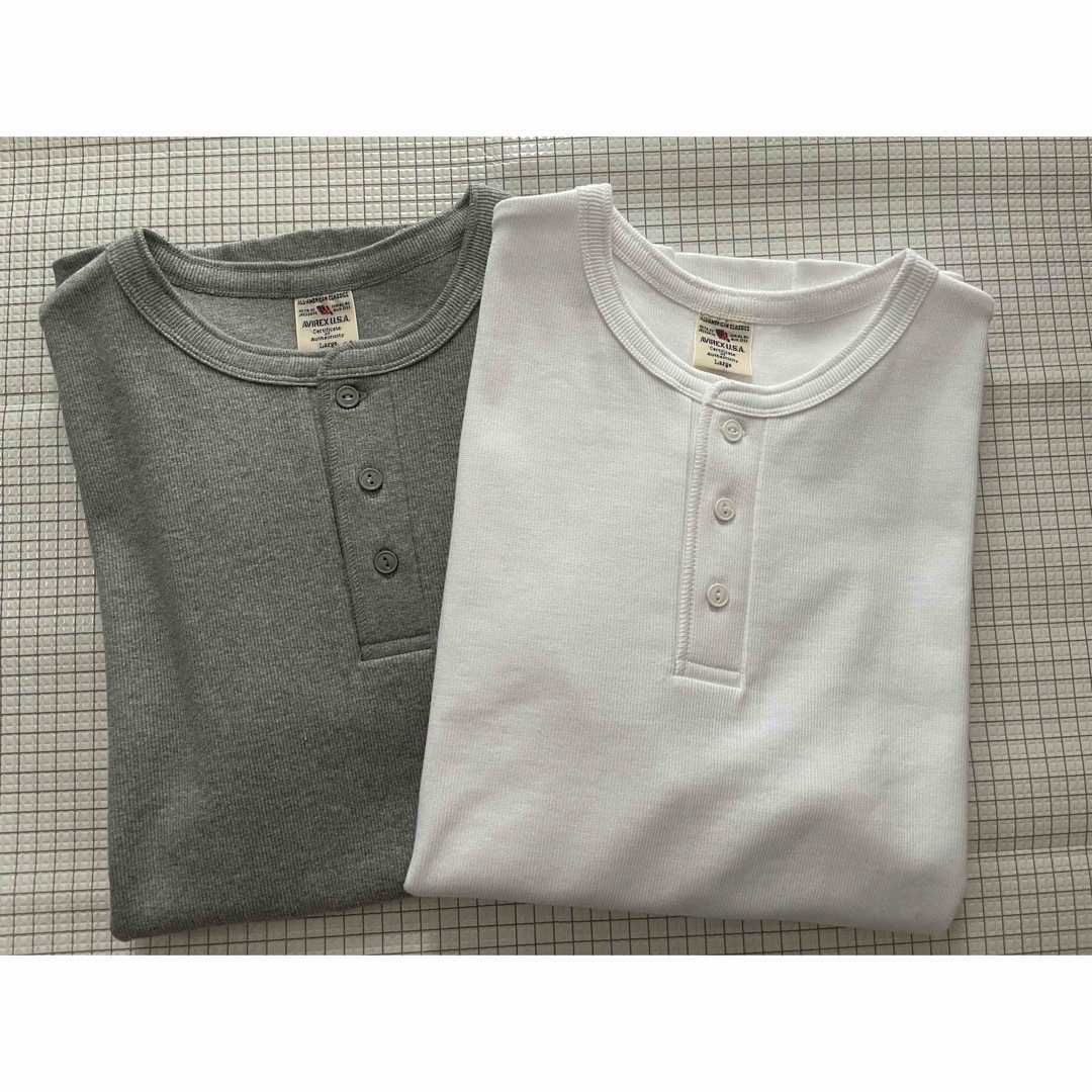 AVIREX(アヴィレックス)のAVIREX  Lサイズ　新品未使用　白　グレー　2枚セット メンズのトップス(Tシャツ/カットソー(半袖/袖なし))の商品写真