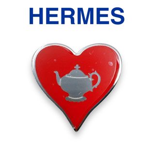 エルメス(Hermes)のエルメス ティータイム ハート スカーフリング シルバー レッド レディース(バンダナ/スカーフ)