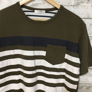 アートヴィンテージ(ART VINTAGE)の【人気】TIME STEP Tシャツ ボーダー カットソー カーキ 古着(Tシャツ/カットソー(半袖/袖なし))