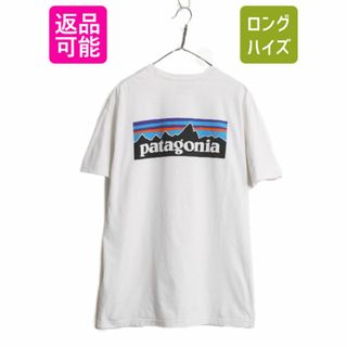 パタゴニア(patagonia)の17年製 パタゴニア 両面 プリント 半袖 Tシャツ メンズ L / 古着 Patagonia アウトドア フィッツロイ P6 バックプリント ボックスロゴ 白(Tシャツ/カットソー(半袖/袖なし))