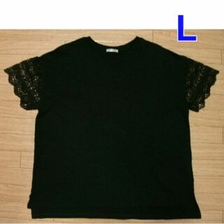 ハニーズ(HONEYS)のTシャツ　レース袖　黒(Tシャツ(半袖/袖なし))