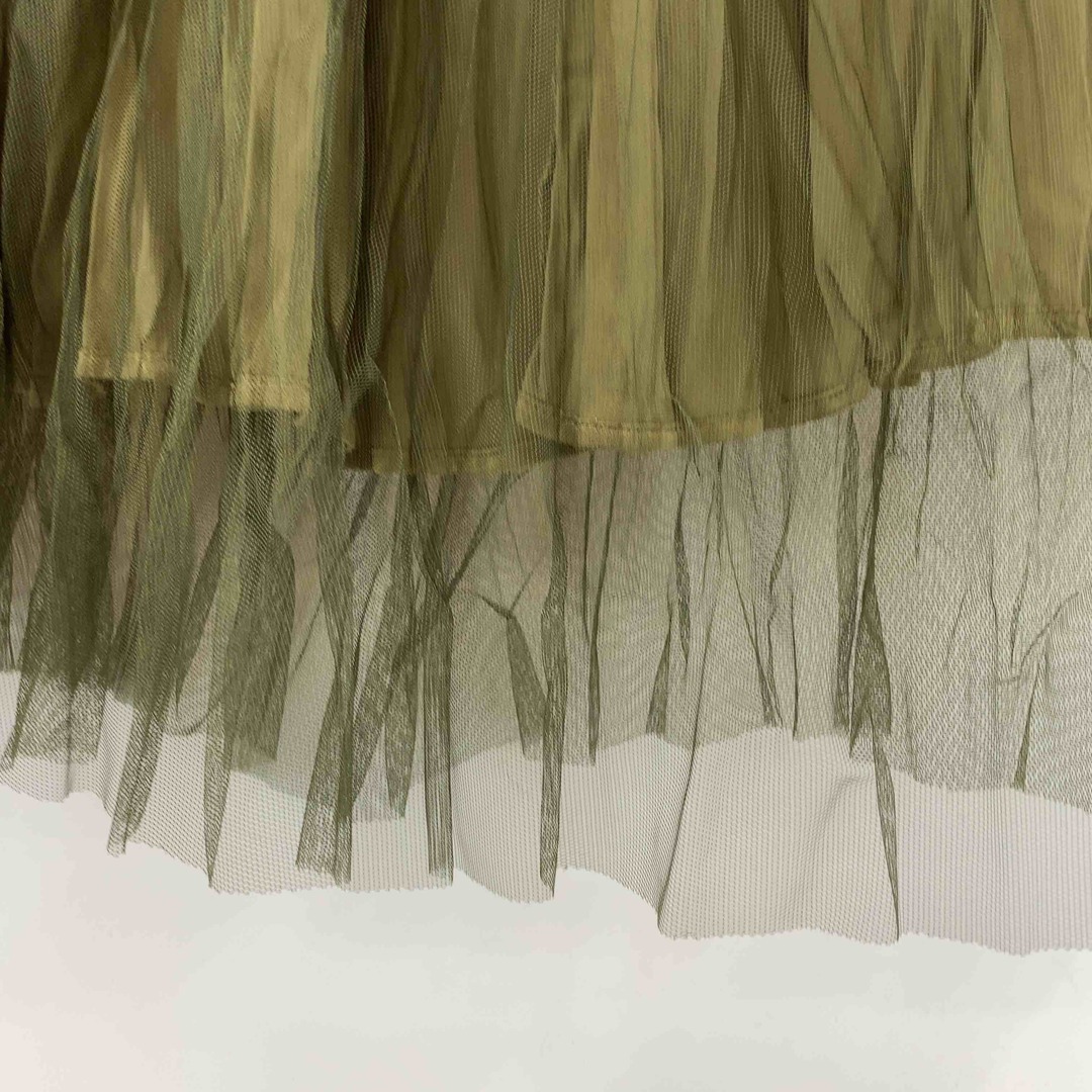 LOWRYS FARM(ローリーズファーム)のLOWRYS FARM ローリーズファーム レディース ロングスカート シワ加工 チュールスカート 2WAY カーキ レディースのスカート(ロングスカート)の商品写真