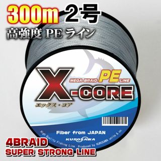 高強度PEラインX-CORE２号28lb・300m巻き 灰 グレー！(釣り糸/ライン)