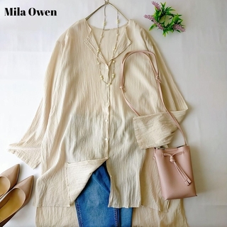Mila Owen - ミラオーウェン　長袖シアーシャツ　ワッシャーシャツ　綿100%　羽織　ゆったり