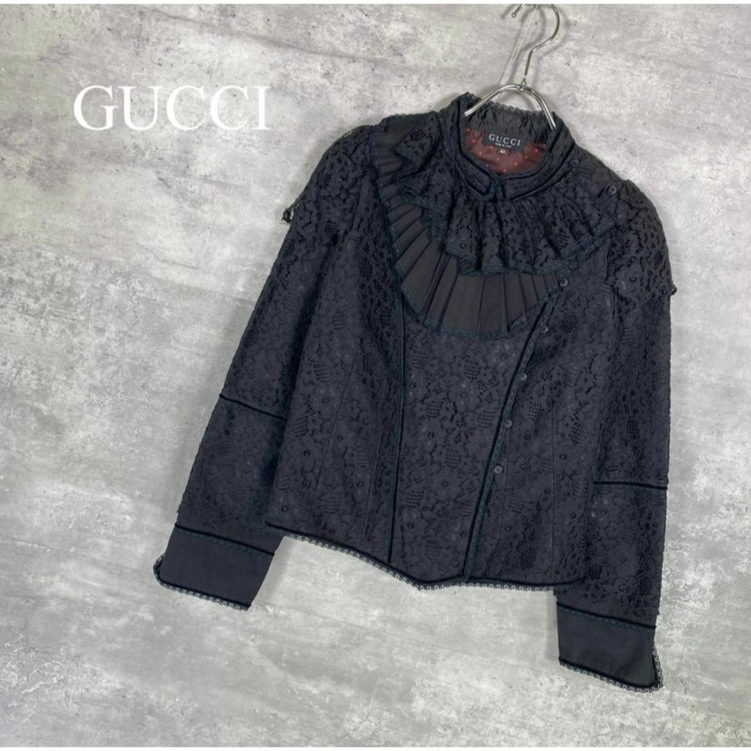 Gucci(グッチ)の『GUCCI』グッチ (40) フリルレースブラウス レディースのトップス(シャツ/ブラウス(長袖/七分))の商品写真