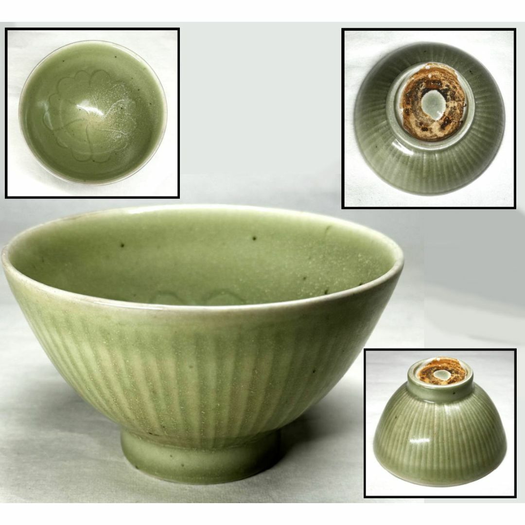 宋時代 龍泉窯青磁茶碗 無傷 時代品 伝世品焼物 歴史唐物 ウブ品 宋時代 龍泉窯青磁茶碗 無傷 時代品 伝世品焼物 歴史唐物 ウブ品