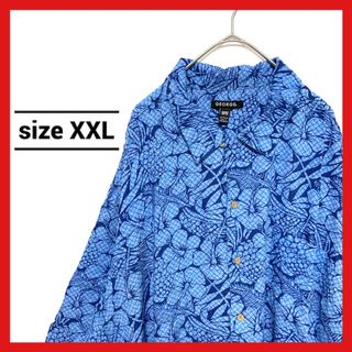 90s 古着 ノーブランド 半袖シャツ アロハシャツ ゆるダボ XXL (シャツ)