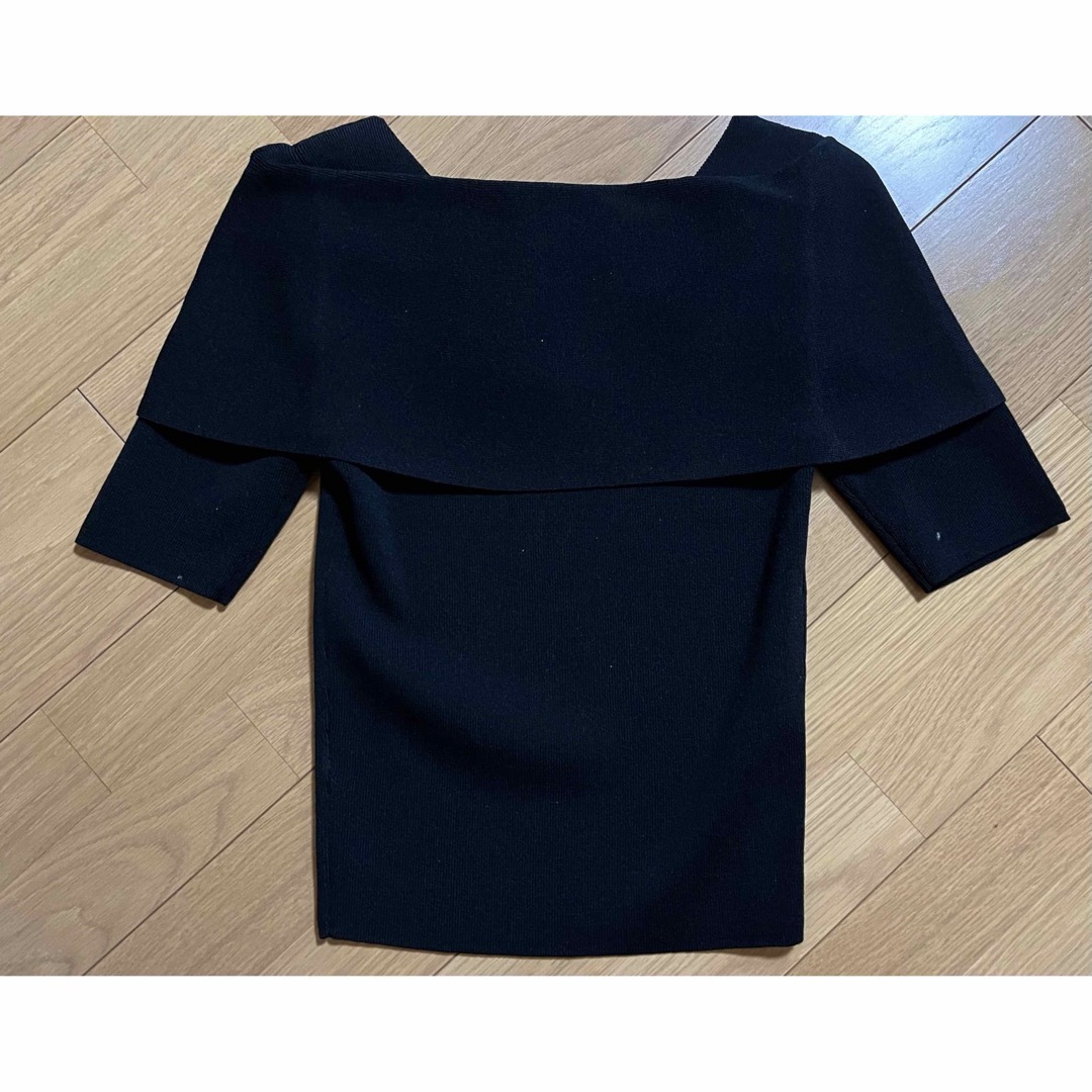しまむら(シマムラ)のCHIP CLIPブラック半袖ニット メンズのトップス(Tシャツ/カットソー(半袖/袖なし))の商品写真