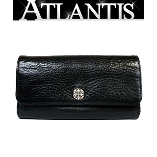 クロムハーツ(Chrome Hearts)のCHROME HEARTS 銀座店 クロムハーツ JUDY クロスボタン ウォレット 長財布 レザー シルバー SV925 黒 95076(長財布)