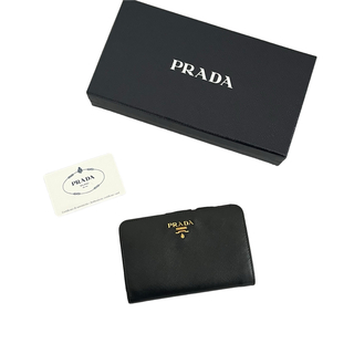 プラダ(PRADA)の早い者勝ち PRADA プラダ サフィアーノ レザー 二つ折り財布 ブラック 黒(財布)