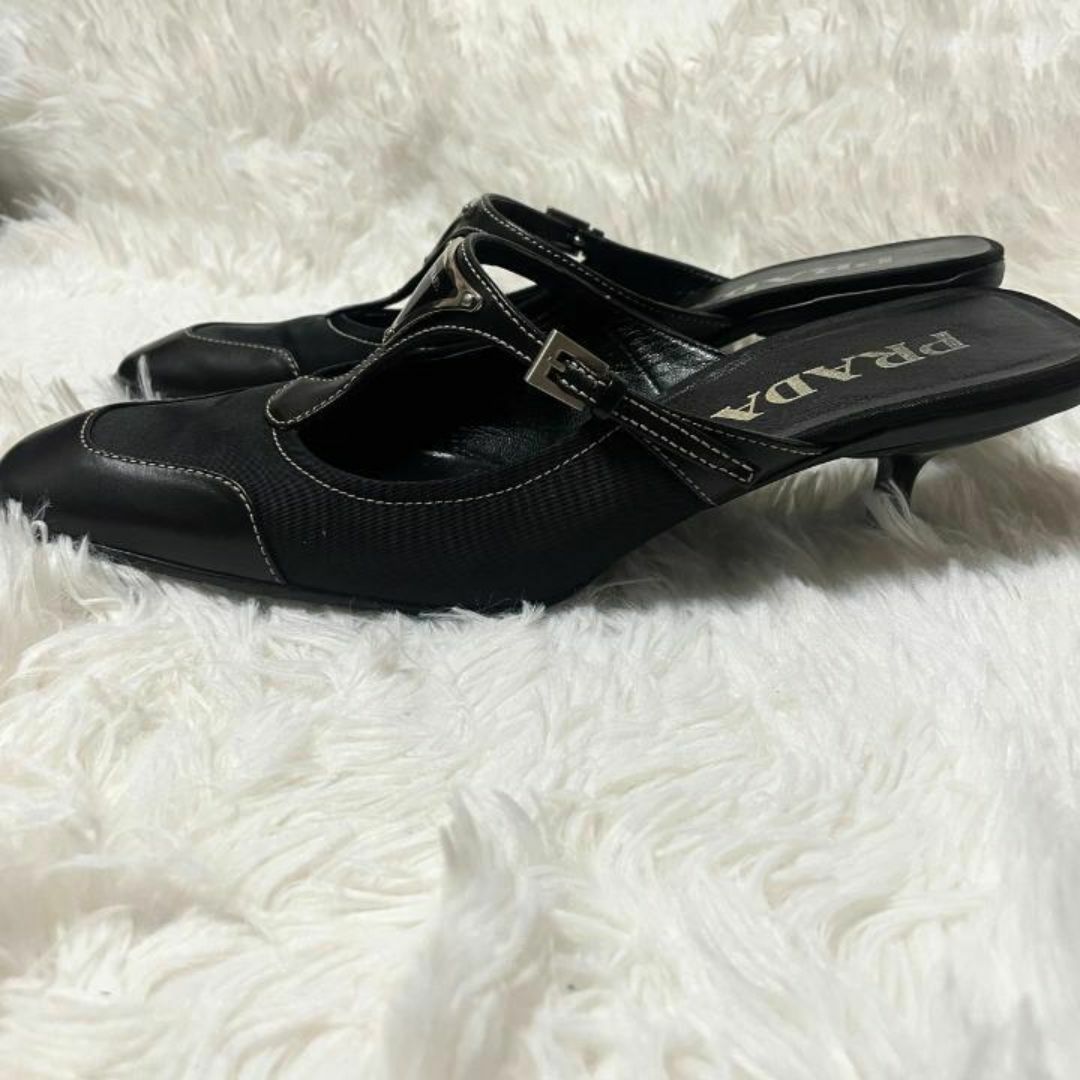 PRADA(プラダ)の【美品・箱付】PRADA プラダ パンプス ヒール ミュール 24.5cm レディースの靴/シューズ(ミュール)の商品写真