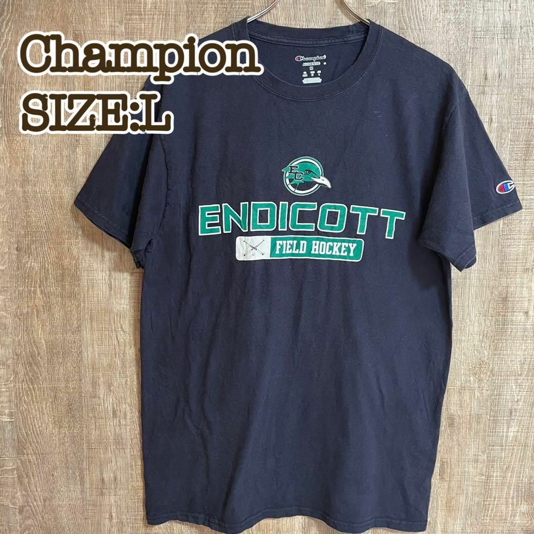 Champion(チャンピオン)のChampion チャンピオン　Tシャツ　ネイビー　カレッジロゴ　ワッペン　L メンズのトップス(Tシャツ/カットソー(半袖/袖なし))の商品写真