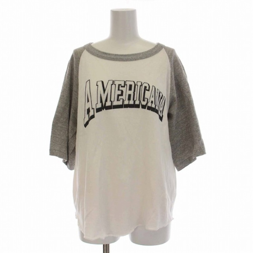 AMERICANA(アメリカーナ)のアメリカーナ Tシャツ カットソー ラグランスリーブ 五分袖 白 グレー レディースのトップス(その他)の商品写真