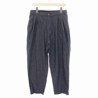 ビームス(BEAMS)のビームス シャンブレー ワイド テーパード スラックス パンツ S 紺(スラックス)