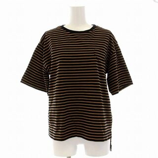 ミュベール Tシャツ カットソー ボーダー ハート胸ポケット 半袖 40 茶 黒(Tシャツ(半袖/袖なし))