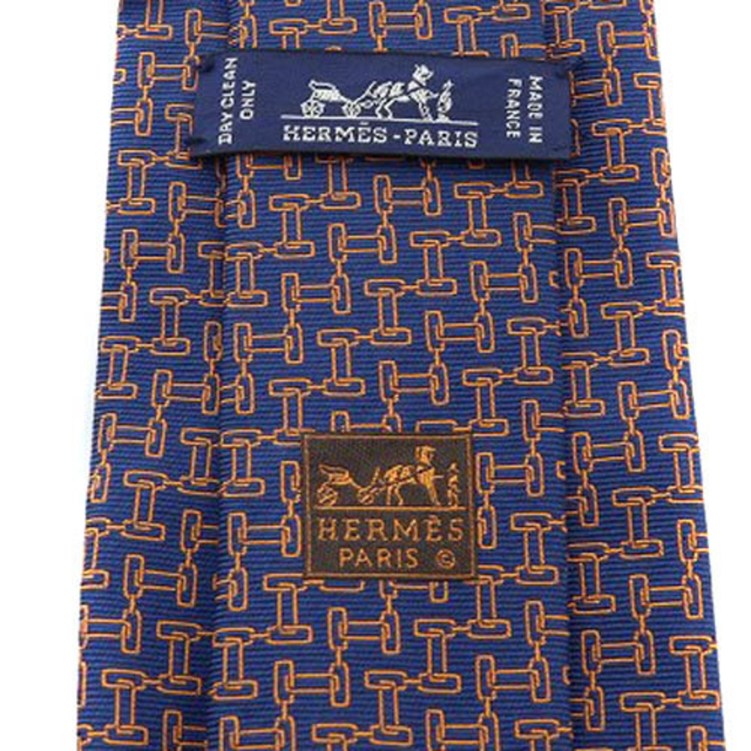 Hermes(エルメス)のエルメス ヘヴィ シルクネクタイ Hゲーム 紺 オレンジ 659292T メンズのファッション小物(ネクタイ)の商品写真