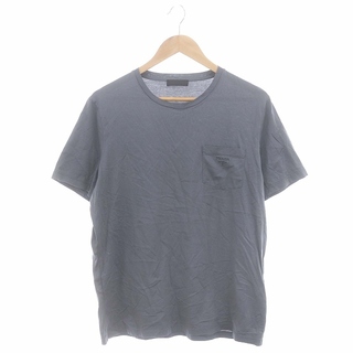 プラダ(PRADA)のプラダ 21年製 ロゴ刺繍 Tシャツ 半袖 胸ポケット L チャコールグレー(Tシャツ/カットソー(半袖/袖なし))