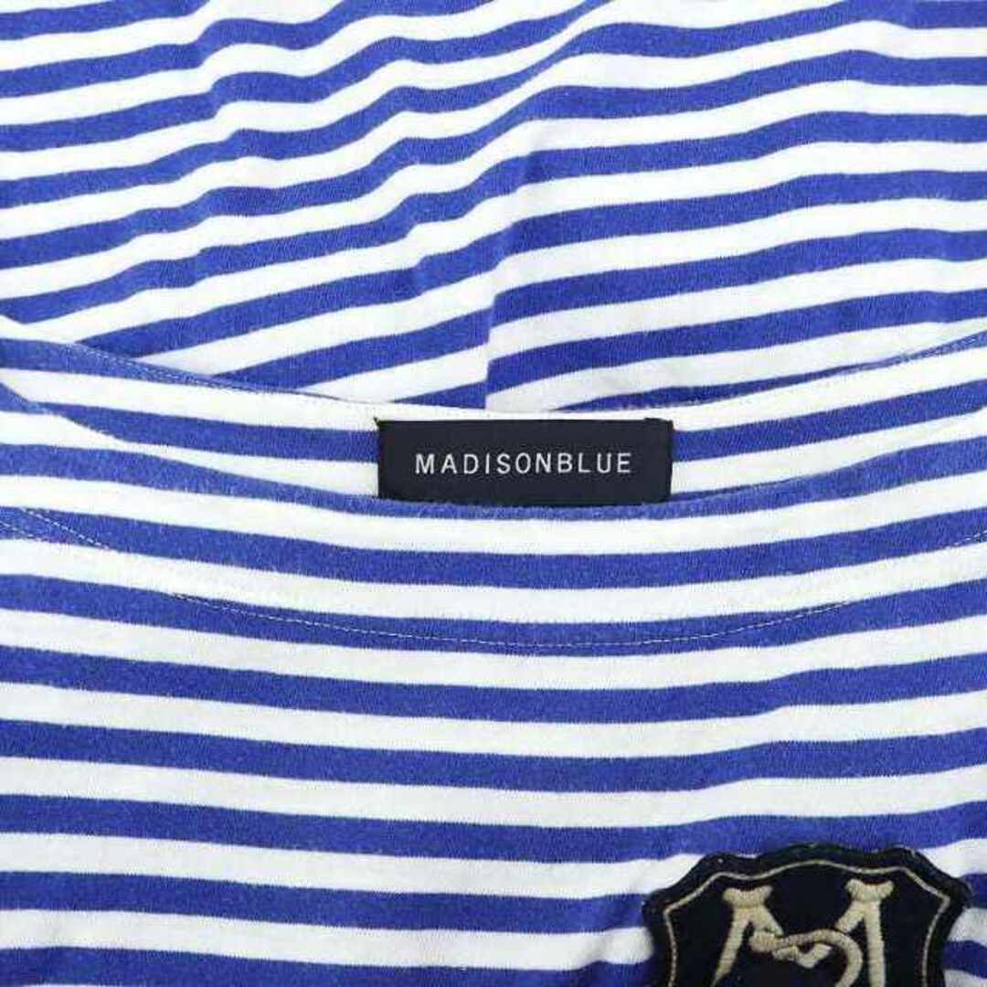 MADISONBLUE(マディソンブルー)のマディソンブルー ボーダー ワッペン カットソー 長袖 00 白 青 ホワイト レディースのトップス(カットソー(長袖/七分))の商品写真