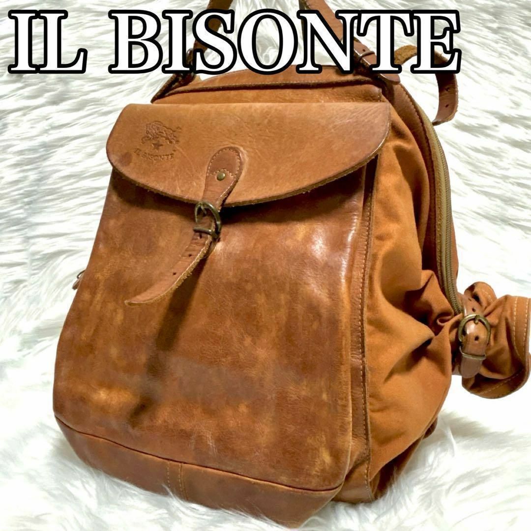 IL BISONTE(イルビゾンテ)のILBISONTEイルビゾンテ　キャンディバッグ3wayバッグ　レザーキャンバス レディースのバッグ(リュック/バックパック)の商品写真