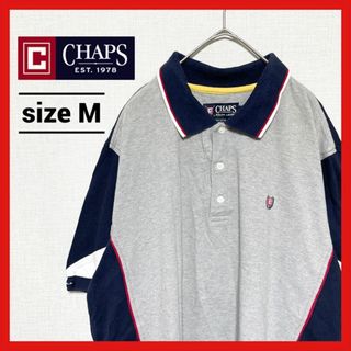 CHAPS - 90s 古着 チャップス ラルフローレン ポロシャツ 刺繍ロゴ バックロゴ M