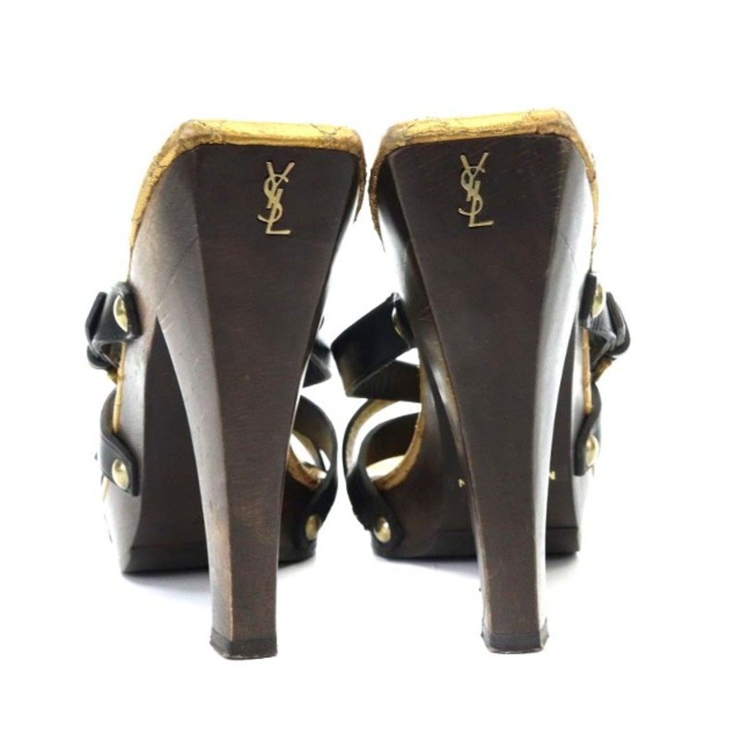 イヴサンローラン サンダル ハイヒール スクエアトゥ 37 黒 レディースの靴/シューズ(サンダル)の商品写真