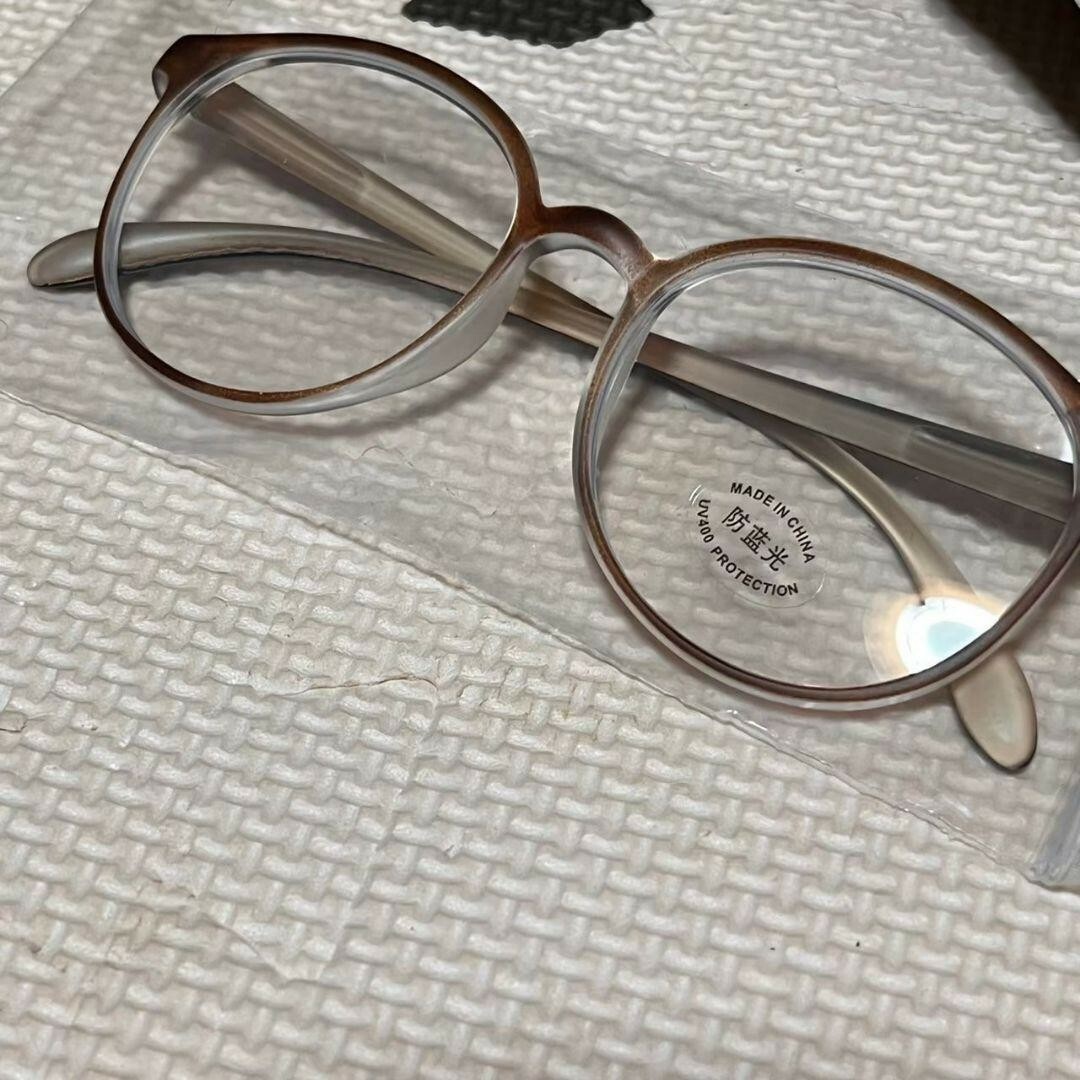 メガネ　ブルーライトカット　UVカット　伊達眼鏡　伊達めがね　マットブラウン レディースのファッション小物(サングラス/メガネ)の商品写真