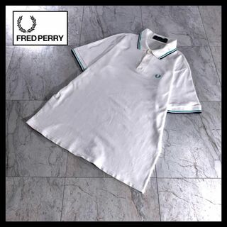 フレッドペリー(FRED PERRY)の英国製 フレッドペリー ポロシャツ M12 白 ホワイト ネイビー 緑 42(ポロシャツ)