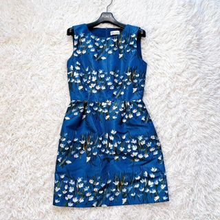 RED VALENTINO - レッド ヴァレンティノ ワンピース ノースリーブ 花柄 総柄 ネイビー 38