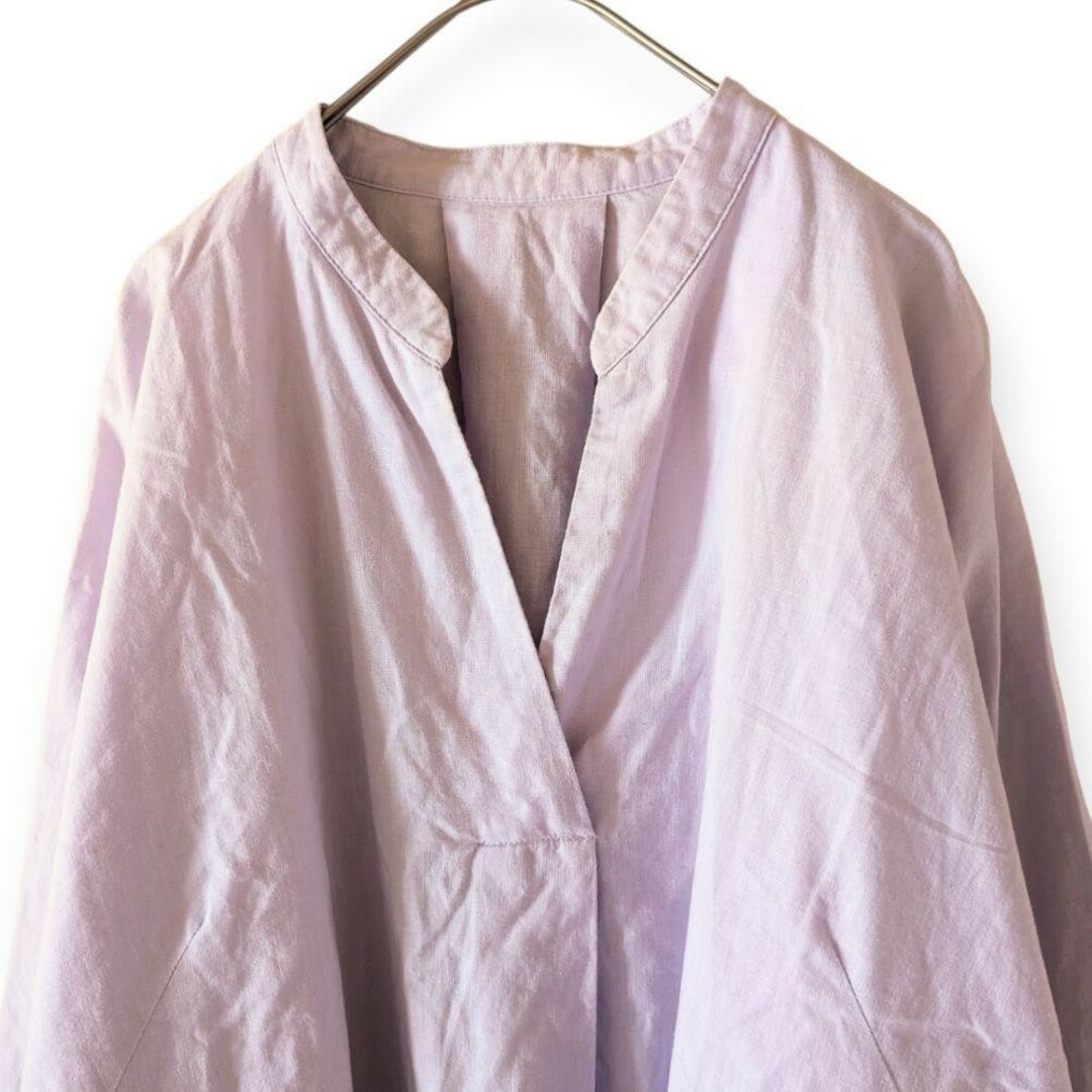 GU(ジーユー)のGU  リネン混 七分袖 スキッパーシャツ ドルマン レディースのトップス(シャツ/ブラウス(長袖/七分))の商品写真