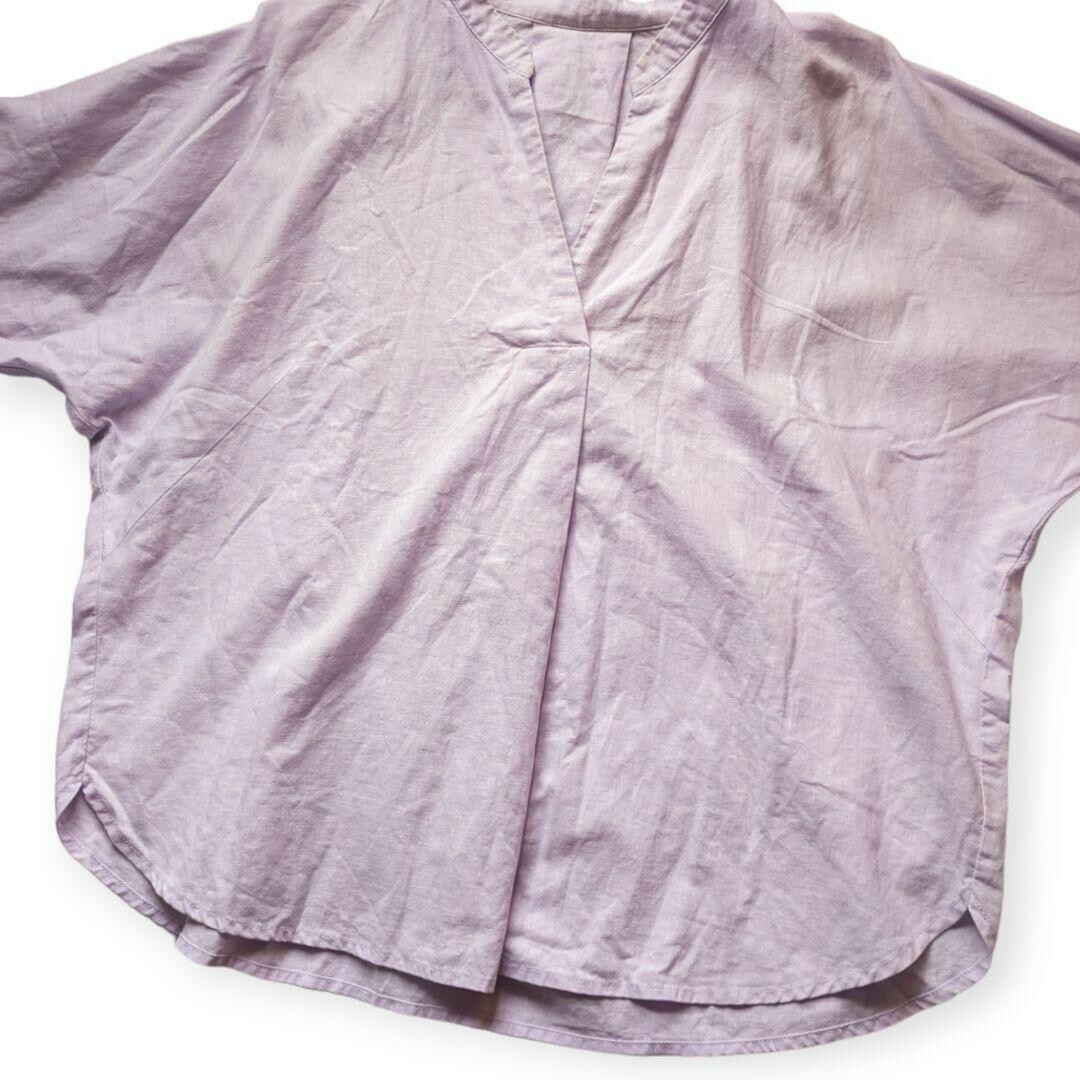 GU(ジーユー)のGU  リネン混 七分袖 スキッパーシャツ ドルマン レディースのトップス(シャツ/ブラウス(長袖/七分))の商品写真