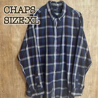 チャップス(CHAPS)のCHAPS チャップス　BDシャツ　ネイビーチェック　ビッグサイズ　XL(Tシャツ/カットソー(七分/長袖))